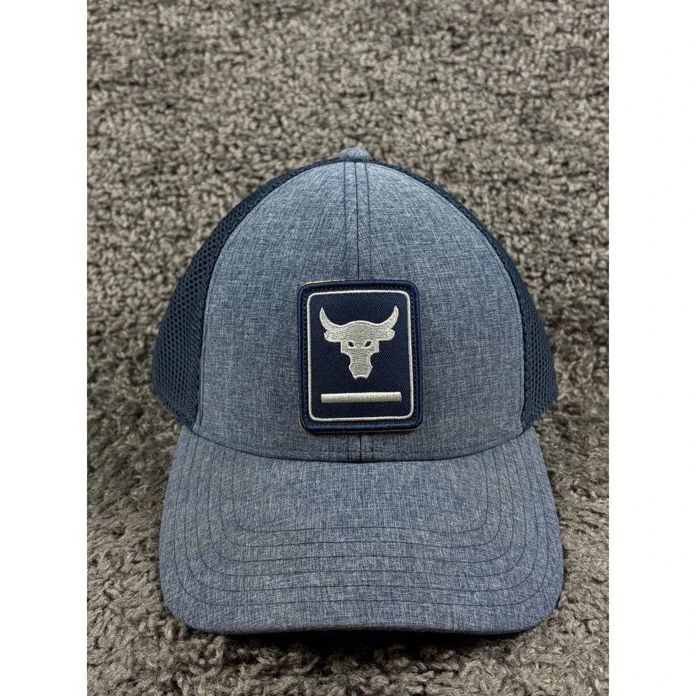 Under Armour Project Rock Brahma Bull Trucker Hat Blue Heather Snapback Cap OSFA